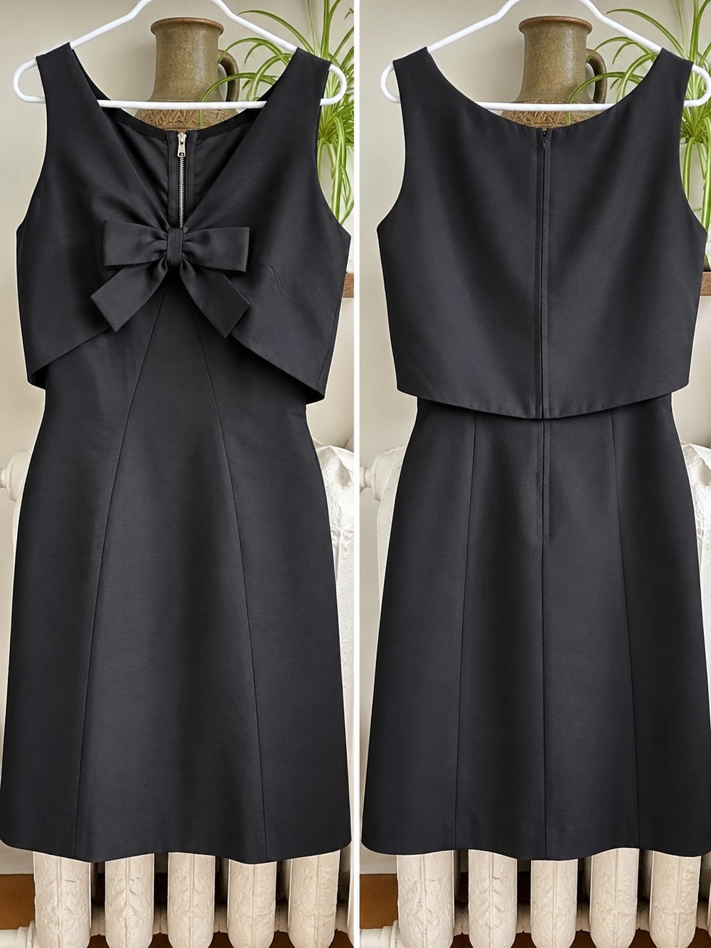 Early 60s Suzy Perette New York Black Cocktail Dress Bow Cape Overlay Vtg Sz 14
